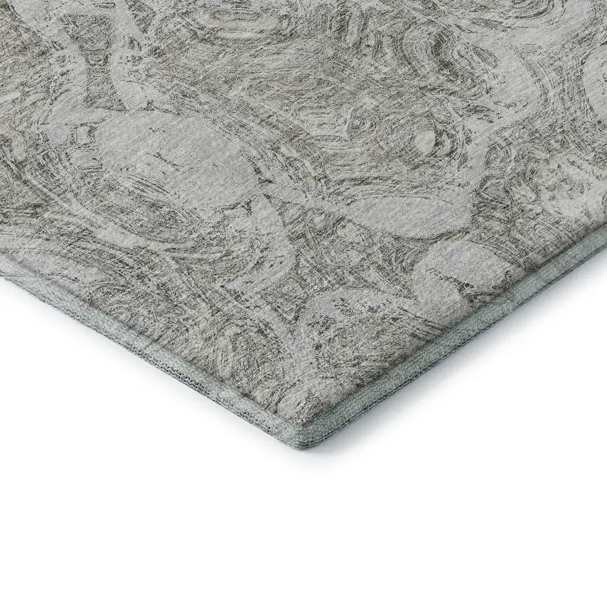 Ivory And Gray Abstract Washable Area Rug With UV Protection Photo 7