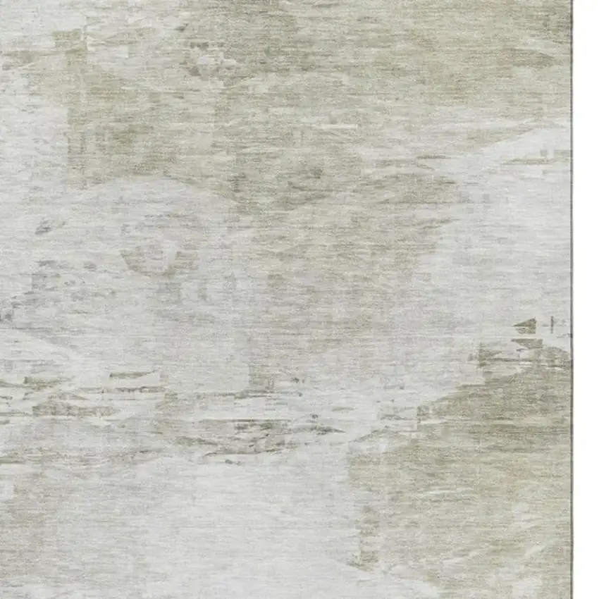 Ivory And Gray Abstract Washable Area Rug With UV Protection Photo 5