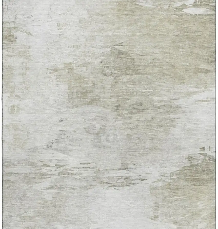 Ivory And Gray Abstract Washable Area Rug With UV Protection Photo 6