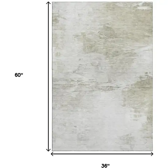 Ivory And Gray Abstract Washable Area Rug With UV Protection Photo 3