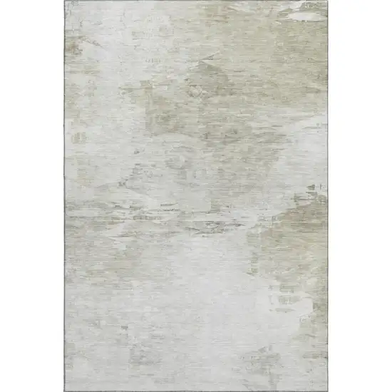 Ivory And Gray Abstract Washable Area Rug With UV Protection Photo 2