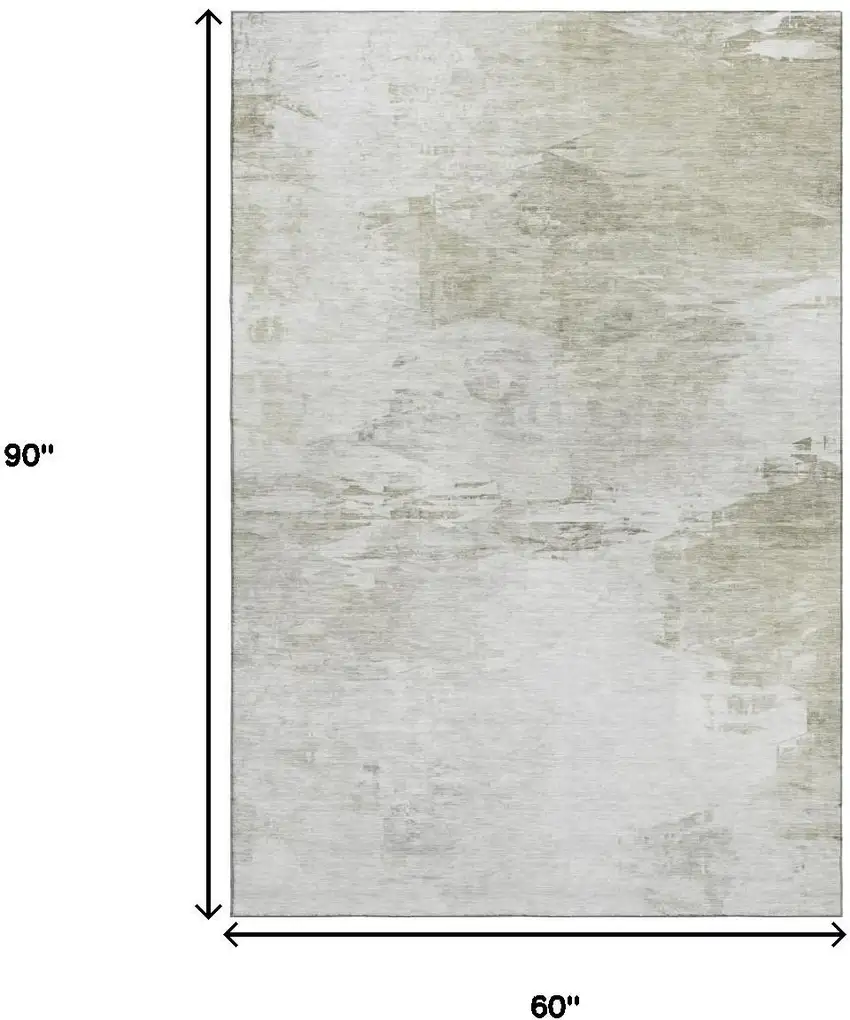 Ivory And Gray Abstract Washable Area Rug With UV Protection Photo 3