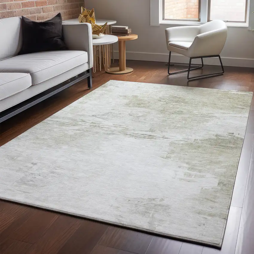 Ivory And Gray Abstract Washable Area Rug With UV Protection Photo 5