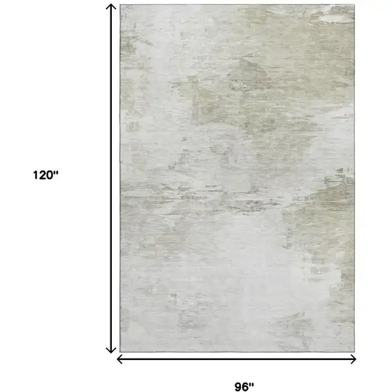 Ivory And Gray Abstract Washable Area Rug With UV Protection Photo 9