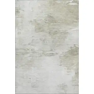 Photo of Ivory And Gray Abstract Washable Area Rug With UV Protection