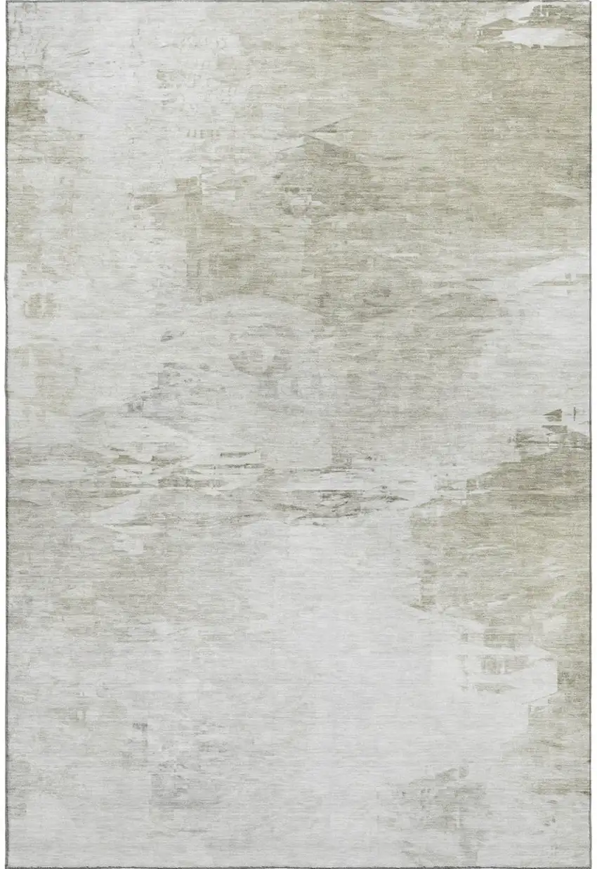 Ivory And Gray Abstract Washable Area Rug With UV Protection Photo 1