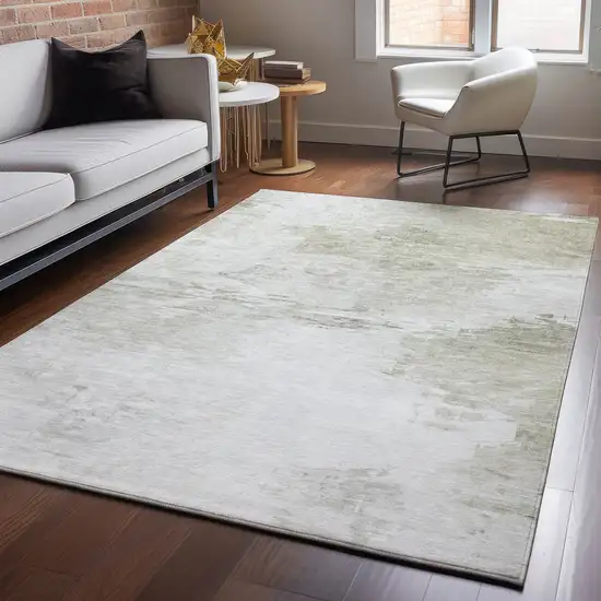 Ivory And Gray Abstract Washable Area Rug With UV Protection Photo 7