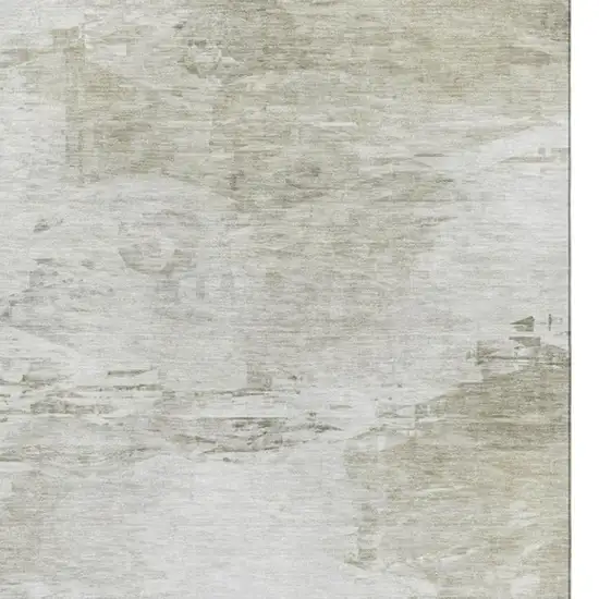 Ivory And Gray Abstract Washable Area Rug With UV Protection Photo 5