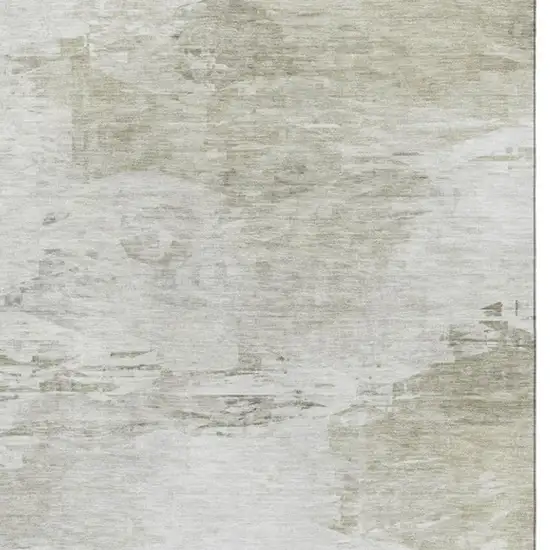 Ivory And Gray Abstract Washable Area Rug With UV Protection Photo 3