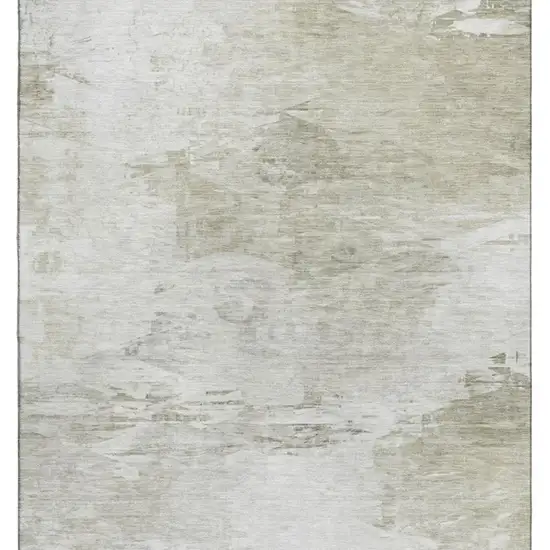 Ivory And Gray Abstract Washable Area Rug With UV Protection Photo 4