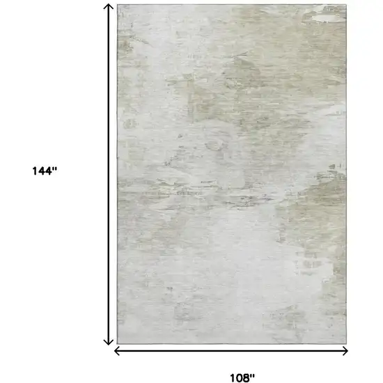 Ivory And Gray Abstract Washable Area Rug With UV Protection Photo 7