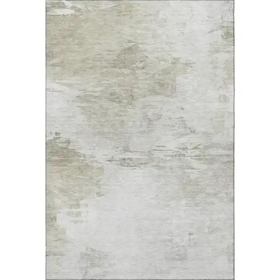 Ivory And Gray Abstract Washable Area Rug With UV Protection Photo 4