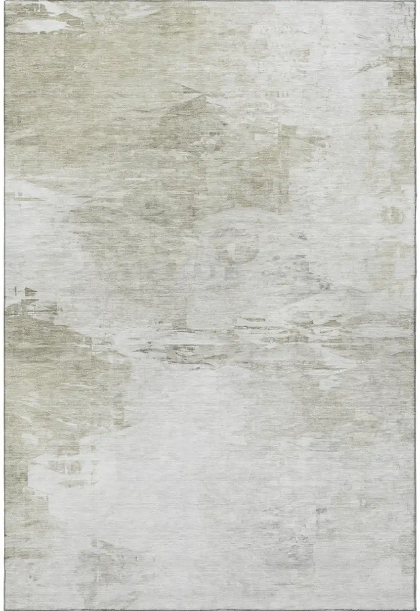 Ivory And Gray Abstract Washable Area Rug With UV Protection Photo 4