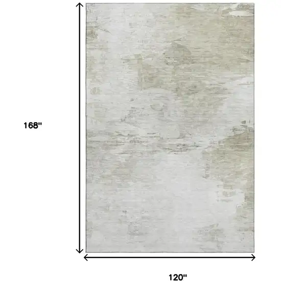 Ivory And Gray Abstract Washable Area Rug With UV Protection Photo 7