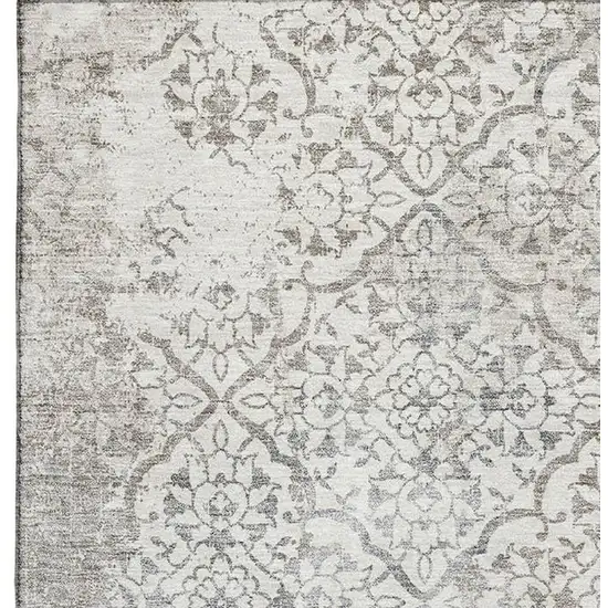 Ivory And Gray Abstract Washable Area Rug With UV Protection Photo 3