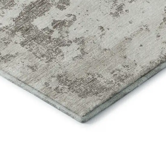 Ivory And Gray Abstract Washable Area Rug With UV Protection Photo 8