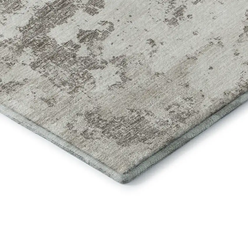 Ivory And Gray Abstract Washable Area Rug With UV Protection Photo 8