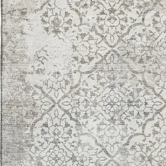 Ivory And Gray Abstract Washable Area Rug With UV Protection Photo 3