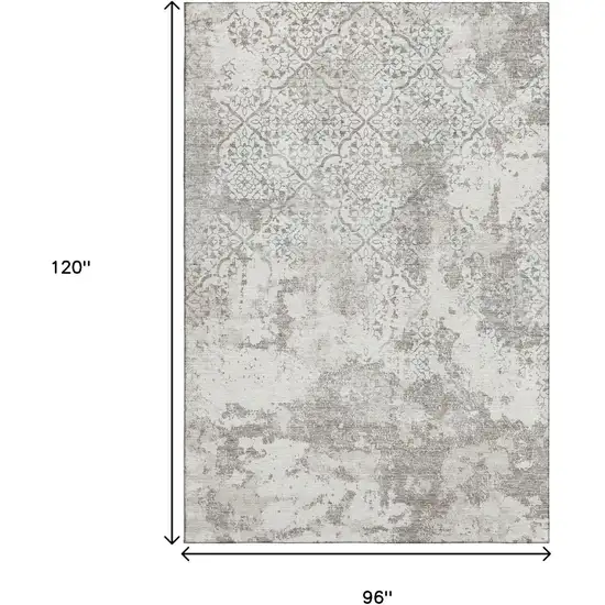 Ivory And Gray Abstract Washable Area Rug With UV Protection Photo 3