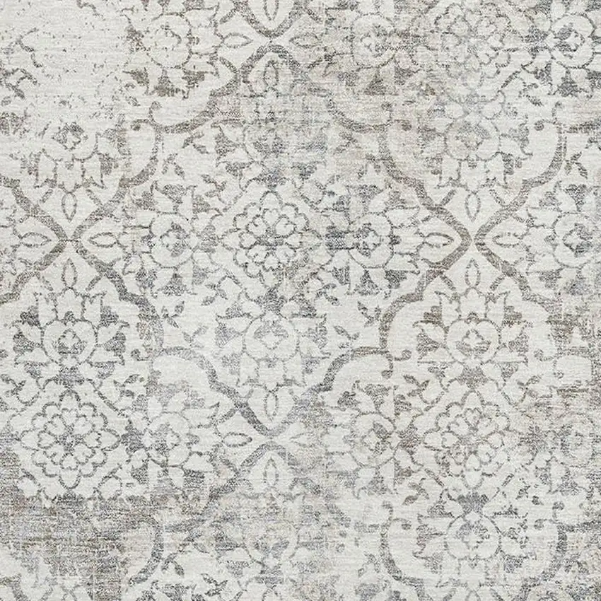 Ivory And Gray Abstract Washable Area Rug With UV Protection Photo 3