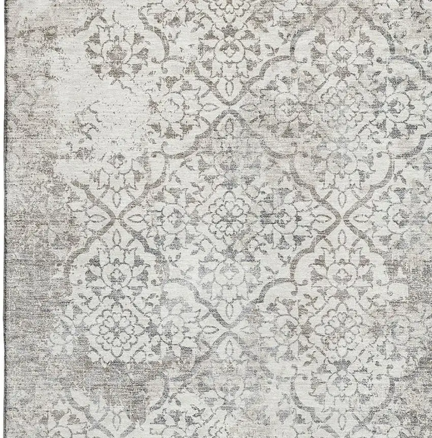 Ivory And Gray Abstract Washable Area Rug With UV Protection Photo 4