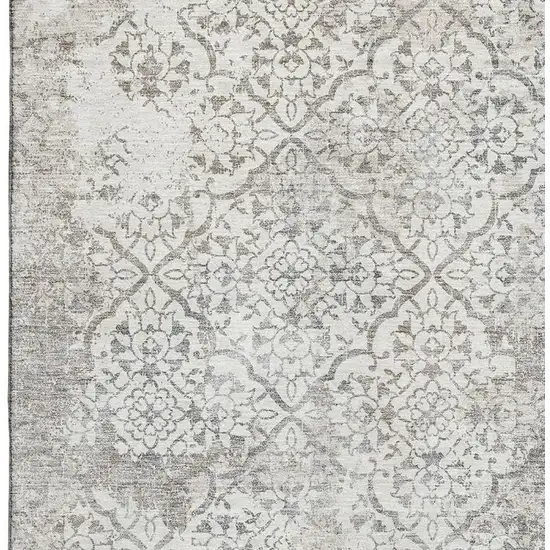 Ivory And Gray Abstract Washable Area Rug With UV Protection Photo 3