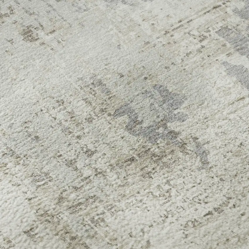 Ivory And Gray Abstract Washable Area Rug With UV Protection Photo 9