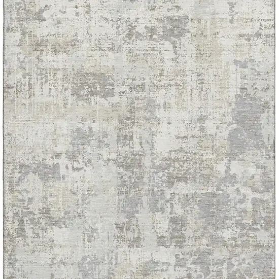 Ivory And Gray Abstract Washable Area Rug With UV Protection Photo 3