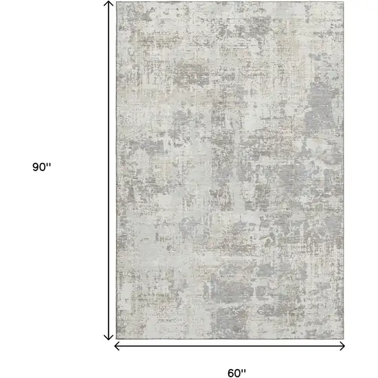 Ivory And Gray Abstract Washable Area Rug With UV Protection Photo 8