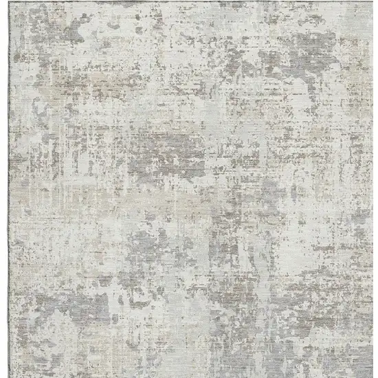 Ivory And Gray Abstract Washable Area Rug With UV Protection Photo 2