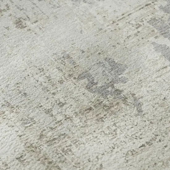 Ivory And Gray Abstract Washable Area Rug With UV Protection Photo 9