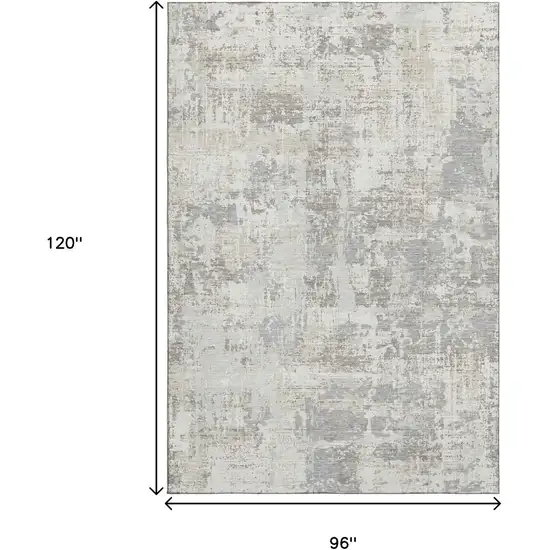 Ivory And Gray Abstract Washable Area Rug With UV Protection Photo 8