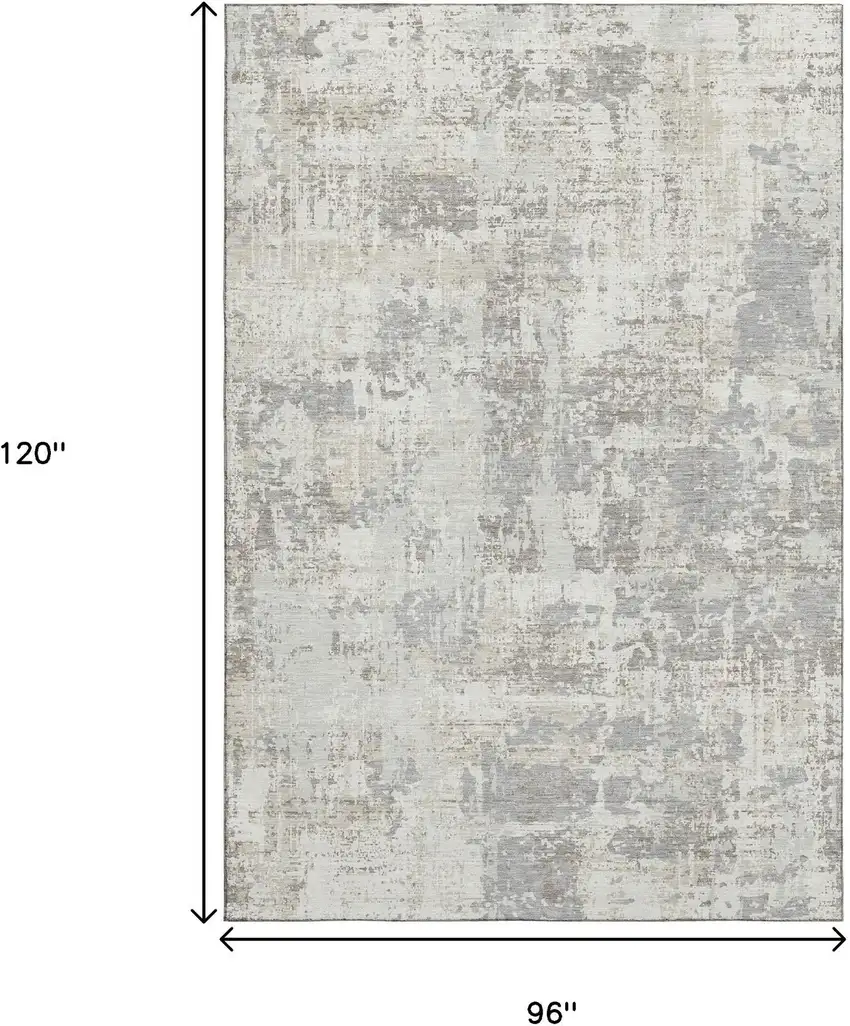 Ivory And Gray Abstract Washable Area Rug With UV Protection Photo 8