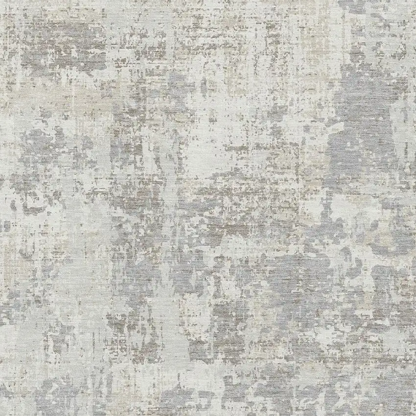 Ivory And Gray Abstract Washable Area Rug With UV Protection Photo 2