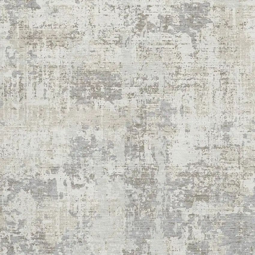 Ivory And Gray Abstract Washable Area Rug With UV Protection Photo 2