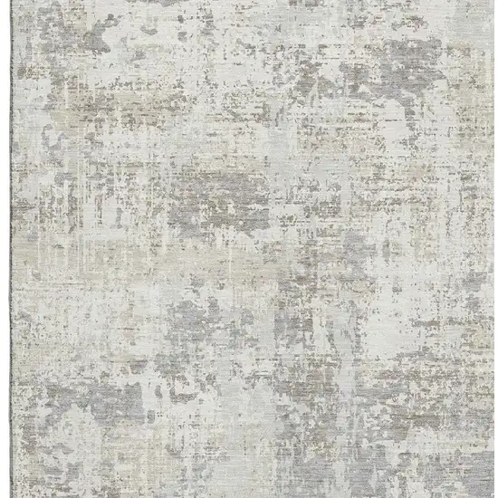 Ivory And Gray Abstract Washable Area Rug With UV Protection Photo 2