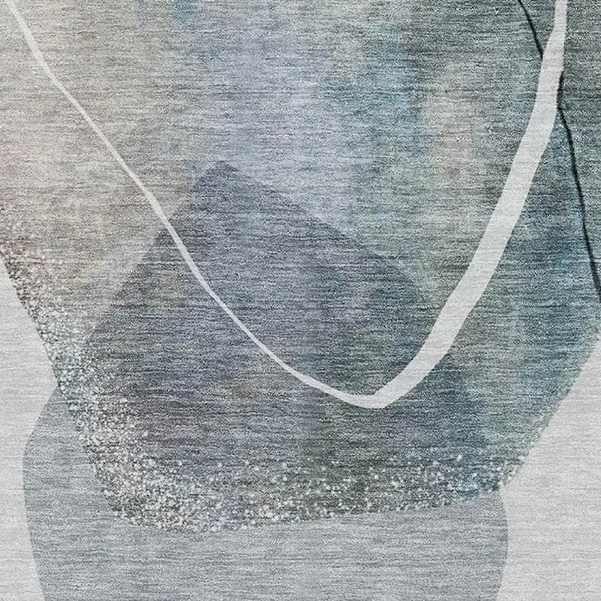 Ivory And Gray Abstract Washable Area Rug With UV Protection Photo 3