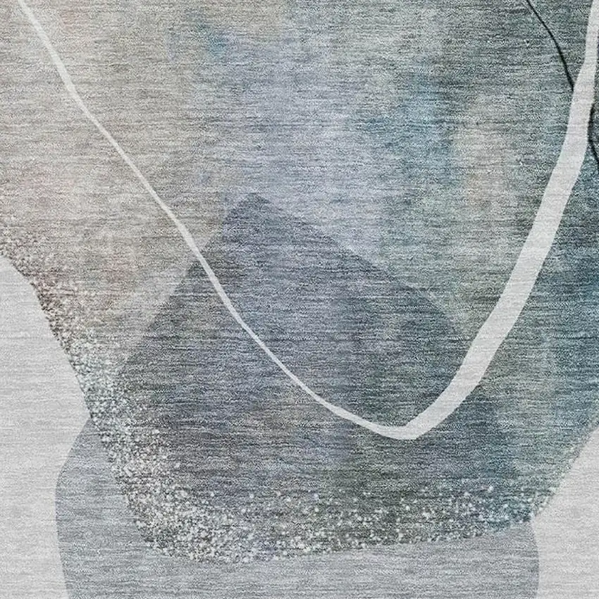 Ivory And Gray Abstract Washable Area Rug With UV Protection Photo 3