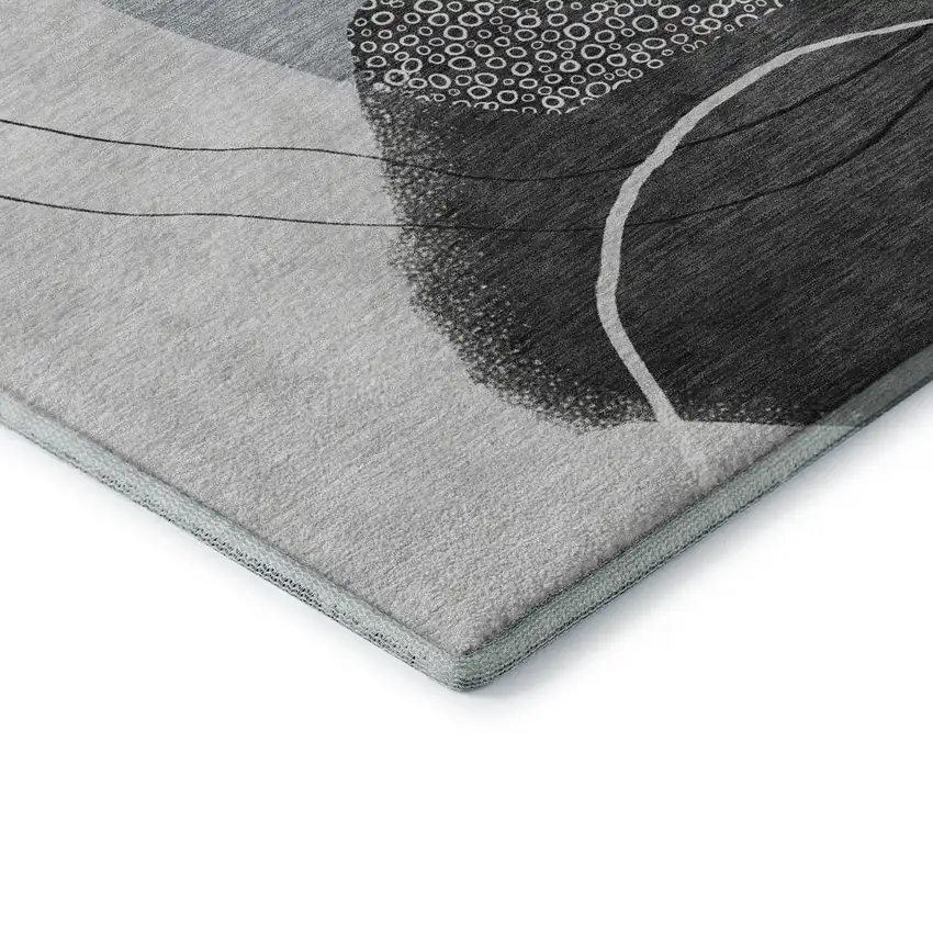 Ivory And Gray Abstract Washable Area Rug With UV Protection Photo 7