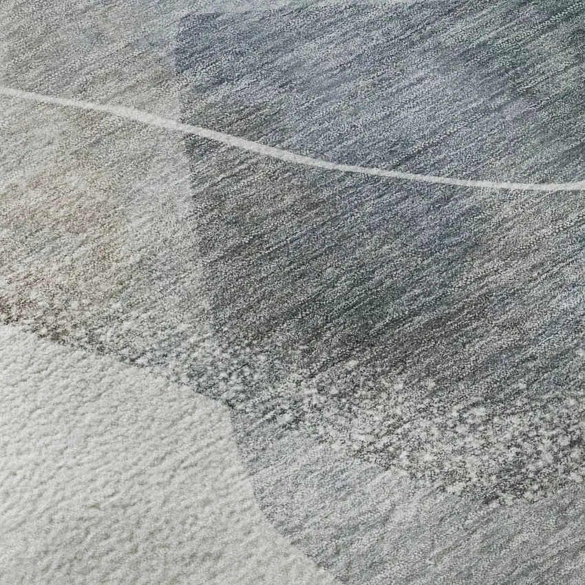 Ivory And Gray Abstract Washable Area Rug With UV Protection Photo 8