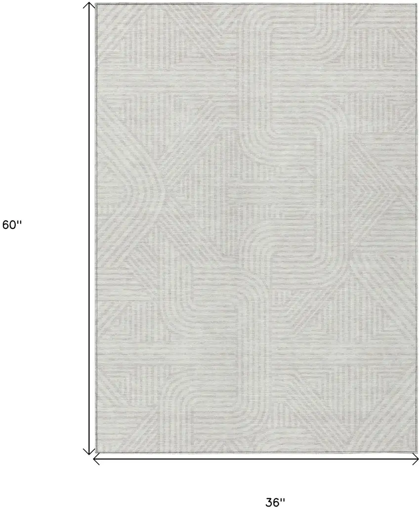 Ivory And Gray Abstract Washable Indoor Outdoor Area Rug Photo 3