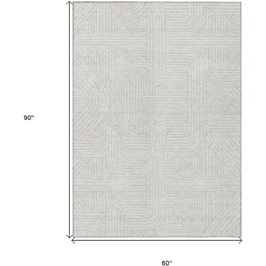 Ivory And Gray Abstract Washable Indoor Outdoor Area Rug Photo 3