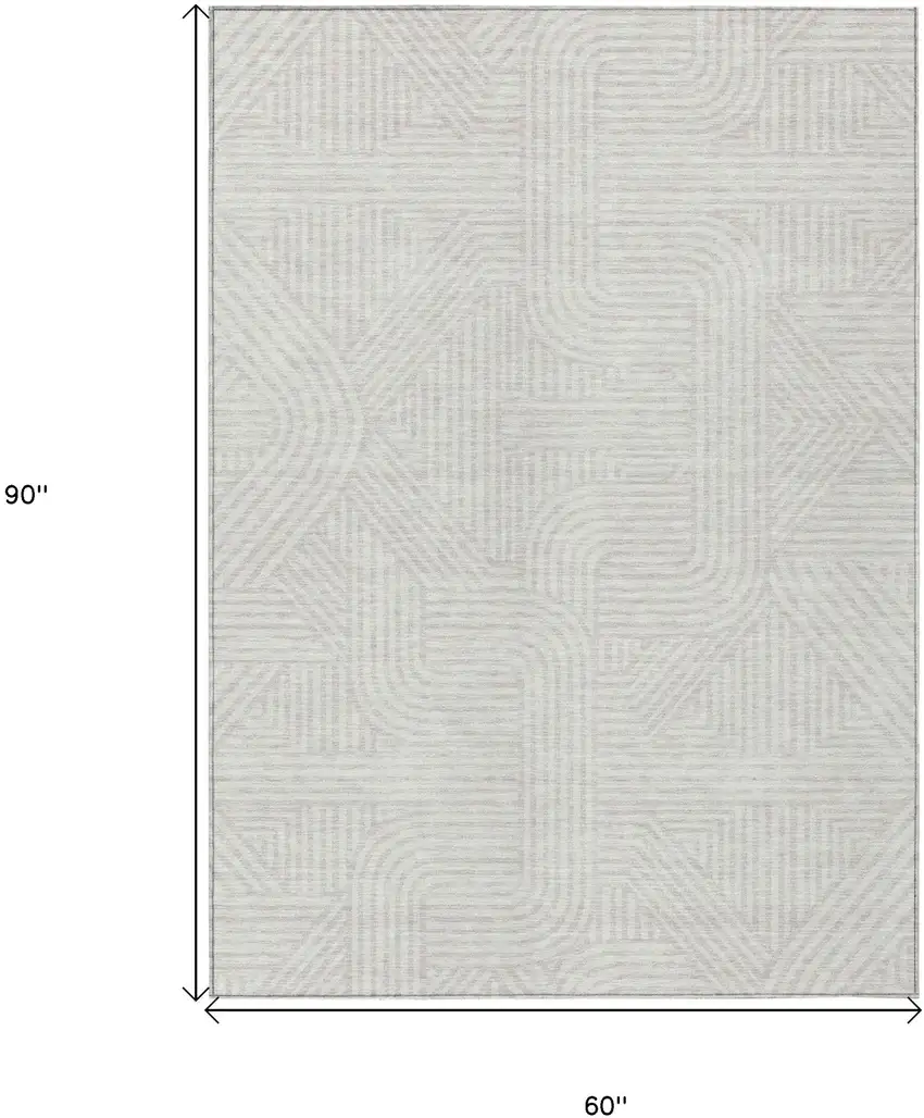 Ivory And Gray Abstract Washable Indoor Outdoor Area Rug Photo 3