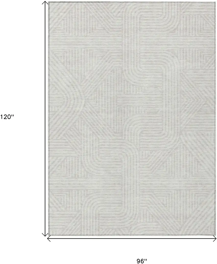 Ivory And Gray Abstract Washable Indoor Outdoor Area Rug Photo 3