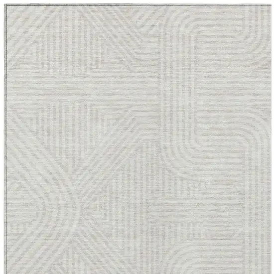 Ivory And Gray Abstract Washable Indoor Outdoor Area Rug Photo 7