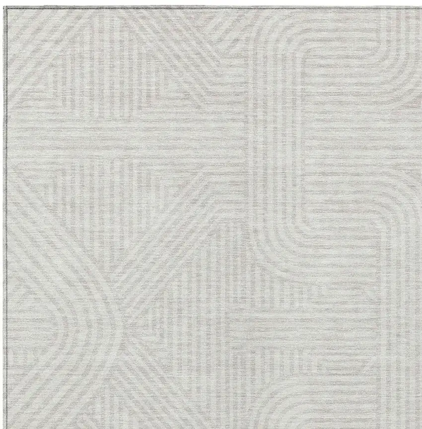 Ivory And Gray Abstract Washable Indoor Outdoor Area Rug Photo 7