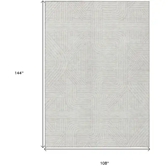 Ivory And Gray Abstract Washable Indoor Outdoor Area Rug Photo 3