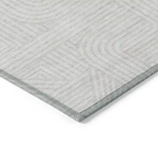 Ivory And Gray Abstract Washable Indoor Outdoor Area Rug Photo 5