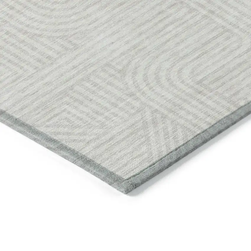 Ivory And Gray Abstract Washable Indoor Outdoor Area Rug Photo 5