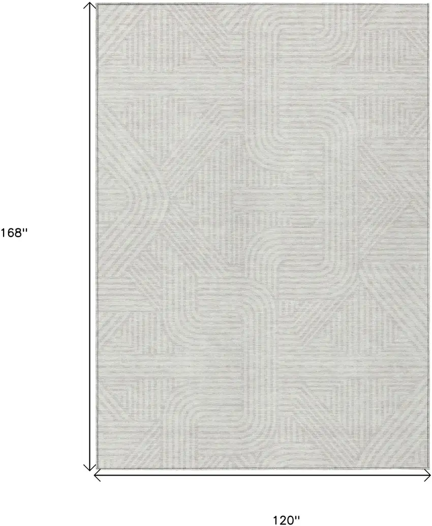 Ivory And Gray Abstract Washable Indoor Outdoor Area Rug Photo 3